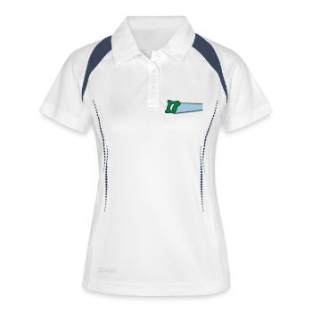säge - Frauen Polo atmungsaktiv - Weiß/Navy - Vorne