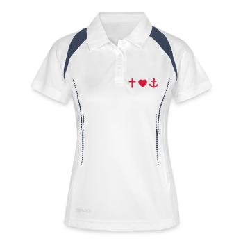 Glaube Liebe Hoffnung - Frauen Polo atmungsaktiv - Weiß/Navy - Vorne