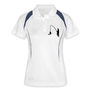 Angeln - Frauen Polo atmungsaktiv - Weiß/Navy - Vorne
