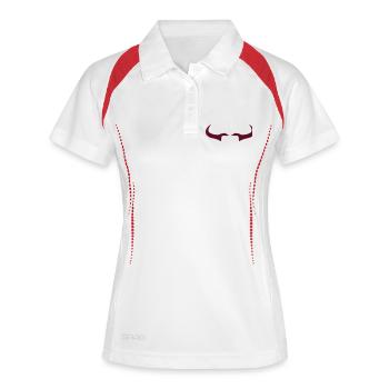 Bull Horns 02 - red - Frauen Polo atmungsaktiv - Weiß/Navy - Vorne