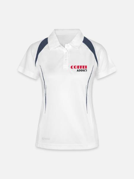 Coffee Addict - Polo respirant Femme - blanc/marine
