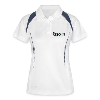 REBOOT - Frauen Polo atmungsaktiv - Weiß/Navy - Vorne