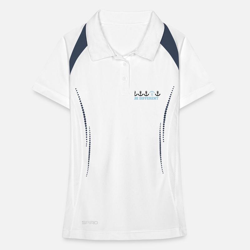 text be different different row pattern anchor many Women's Polo breathable
