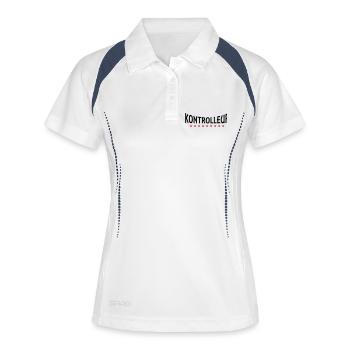 Kontrolleur + Dein Text - Frauen Polo atmungsaktiv - Weiß/Navy - Vorne