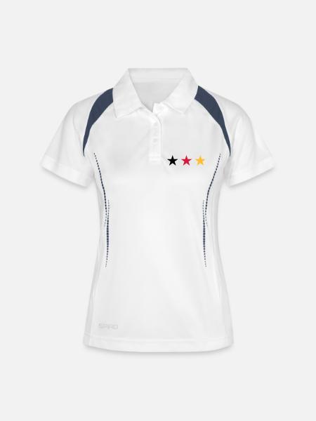 Allemagne trois étoiles dans Noir Rouge Or - Polo respirant Femme - blanc/marine