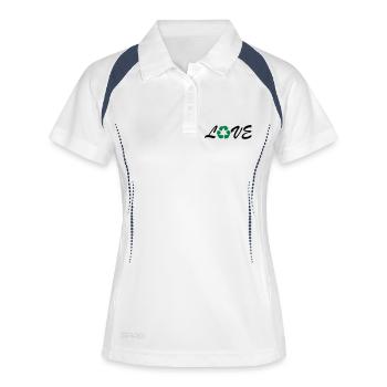 recycling - Frauen Polo atmungsaktiv - Weiß/Navy - Vorne