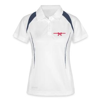Geschenk Schleife - Frauen Polo atmungsaktiv - Weiß/Navy - Vorne