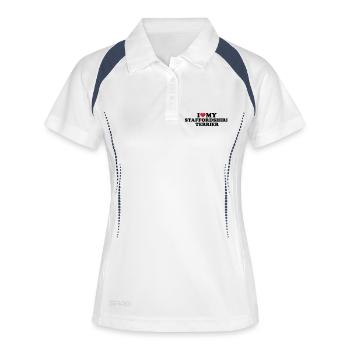 Staffordshire Terrier - Frauen Polo atmungsaktiv - Weiß/Navy - Vorne