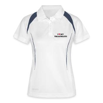 i love my triathlete - Frauen Polo atmungsaktiv - Weiß/Navy - Vorne