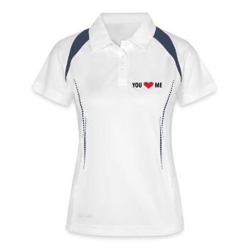 You love Me - Frauen Polo atmungsaktiv - Weiß/Navy - Vorne