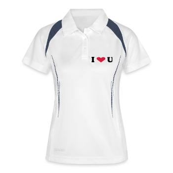 i love u - Polo respirant Femme - blanc/marine - Devant