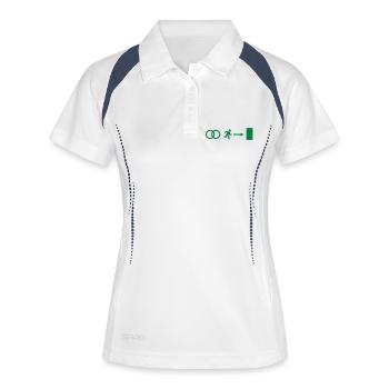 Hochzeit - Junggeselle - Frauen Polo atmungsaktiv - Weiß/Navy - Vorne