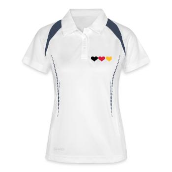 Deutschland Herzen - Frauen Polo atmungsaktiv - Weiß/Navy - Vorne