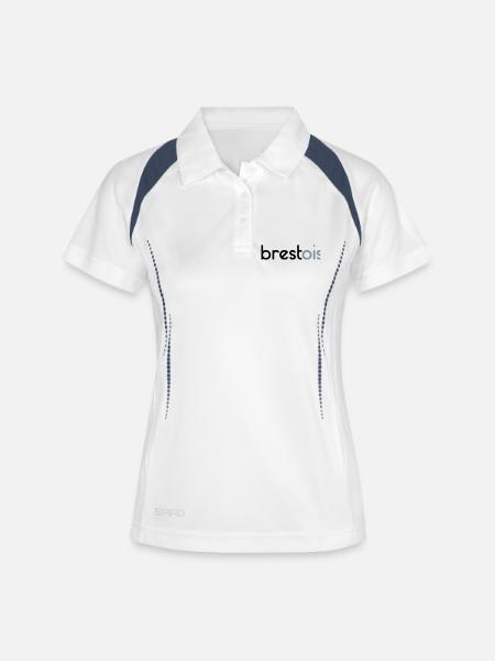 Brestois - Personnalisable - Polo respirant Femme - blanc/marine