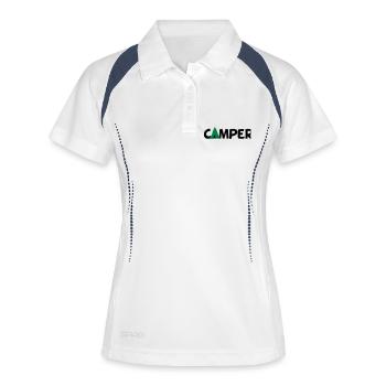 Logo de tente roulotte - Polo respirant Femme - blanc/marine - Devant