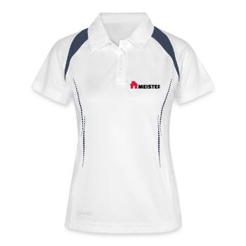 Hausmeister - Frauen Polo atmungsaktiv - Weiß/Navy - Vorne