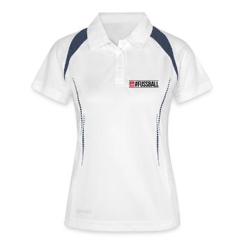 #FUSSBALL - Frauen Polo atmungsaktiv - Weiß/Navy - Vorne
