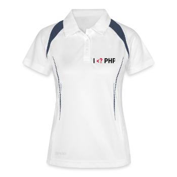 I love PHP - Frauen Polo atmungsaktiv - Weiß/Navy - Vorne