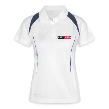 krav maga - Frauen Polo atmungsaktiv - Weiß/Navy - Vorne