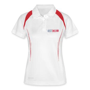 Just Chill Text Logo - Frauen Polo atmungsaktiv - Weiß/Navy - Vorne