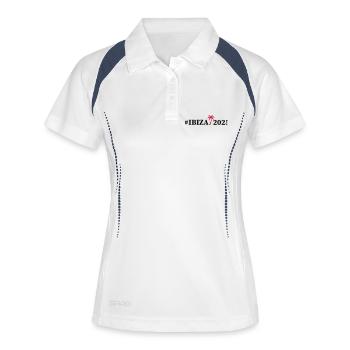 Ibiza 2025 Palme - Frauen Polo atmungsaktiv - Weiß/Navy - Vorne