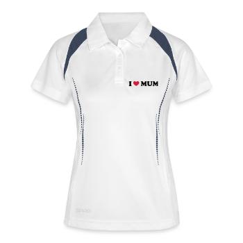 I Love Mum - Frauen Polo atmungsaktiv - Weiß/Navy - Vorne