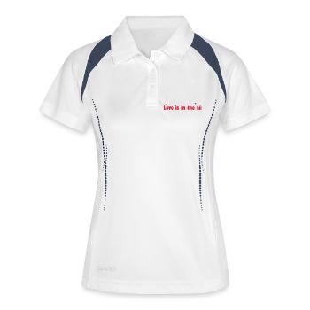 Love is in the air - Frauen Polo atmungsaktiv - Weiß/Navy - Vorne