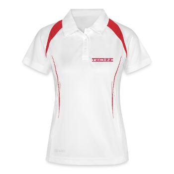 Techno barres rouges - Polo respirant Femme - blanc/marine - Devant