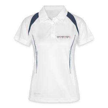 Icône de ligne de cœurs - Polo respirant Femme - blanc/marine - Devant