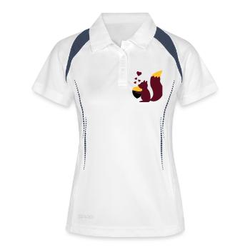 squirell love nuts - Frauen Polo atmungsaktiv - Weiß/Navy - Vorne