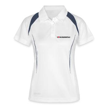 I love Kurdistan - Frauen Polo atmungsaktiv - Weiß/Navy - Vorne