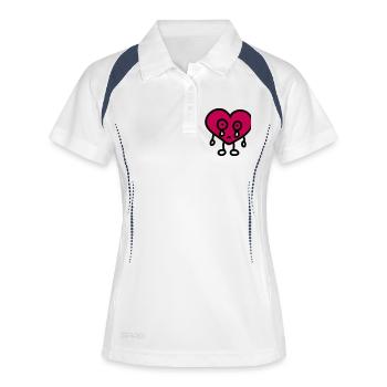 coeur pleure - Polo respirant Femme - blanc/marine - Devant