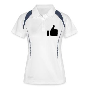 I like - gefällt mir! - Frauen Polo atmungsaktiv - Weiß/Navy - Vorne