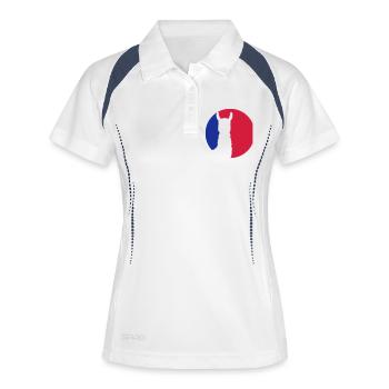 red blue logo round circle silhouette outline lama ka - Women's Polo breathable - white/navy - Front