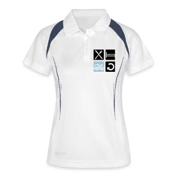 schwimmbad cool buttons schwimmen essen schlafen w - Frauen Polo atmungsaktiv - Weiß/Navy - Vorne