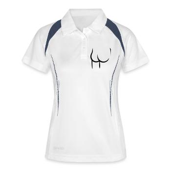 Hintern / butt (1c) - Frauen Polo atmungsaktiv - Weiß/Navy - Vorne