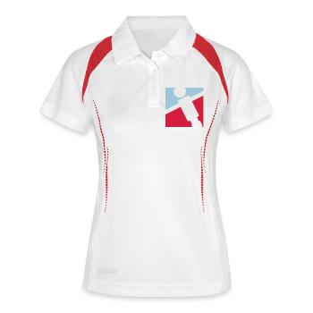 kicker_002 - Frauen Polo atmungsaktiv - Weiß/Navy - Vorne