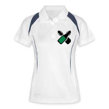 Alkohol - Bierflaschen - Frauen Polo atmungsaktiv - Weiß/Navy - Vorne