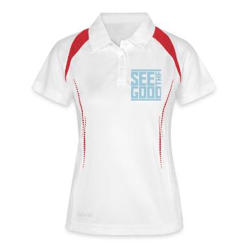 voir la bonne citation - Polo respirant Femme - blanc/marine - Devant