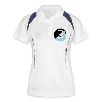 runner - Frauen Polo atmungsaktiv - Weiß/Navy - Vorne