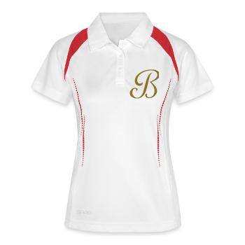 B - Lettre - Polo respirant Femme - blanc/marine - Devant