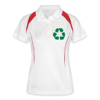 Recycle - Frauen Polo atmungsaktiv - Weiß/Navy - Vorne