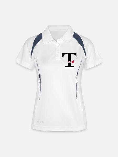 Capital letter T with hearts - Women's Polo breathable - white/navy
