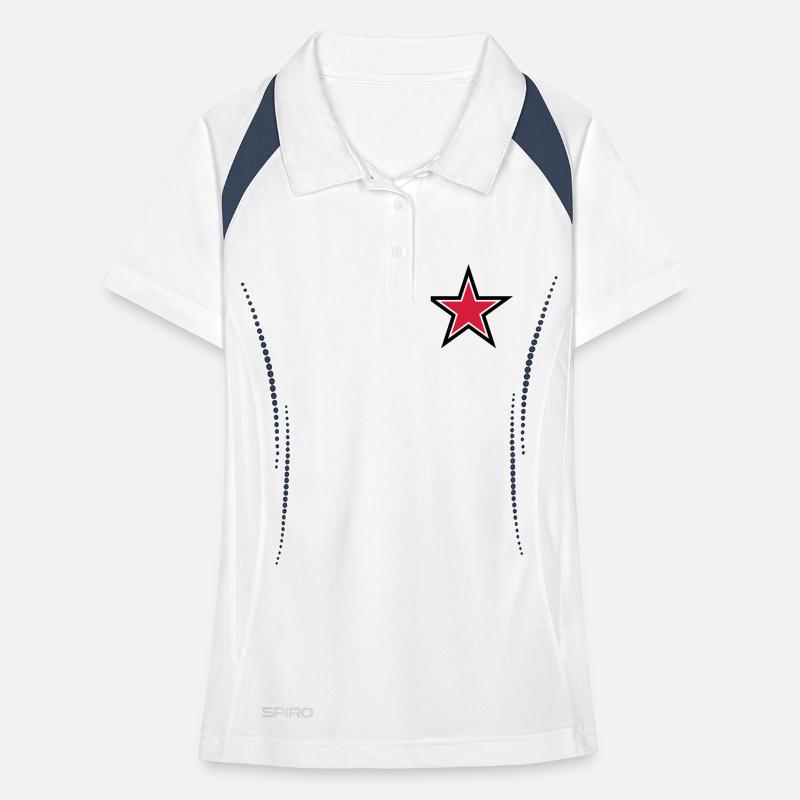 sharp red star with sharp black outline Women's Polo breathable
