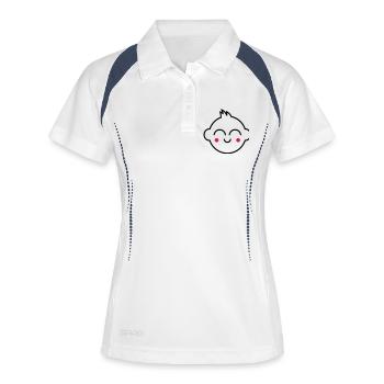 baby_smiley_smile_face___f2 - Frauen Polo atmungsaktiv - Weiß/Navy - Vorne