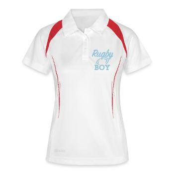 Rugby - Frauen Polo atmungsaktiv - Weiß/Navy - Vorne