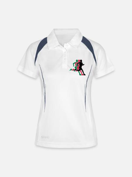 courir - Polo respirant Femme - blanc/marine