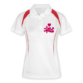 puzzle love - Frauen Polo atmungsaktiv - Weiß/Navy - Vorne