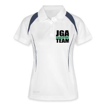 JGA Eskalation Junggesellen-Abschied Fun - Frauen Polo atmungsaktiv - Weiß/Navy - Vorne