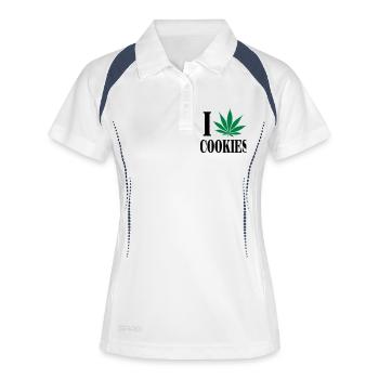 I love cookies - Polo respirant Femme - blanc/marine - Devant